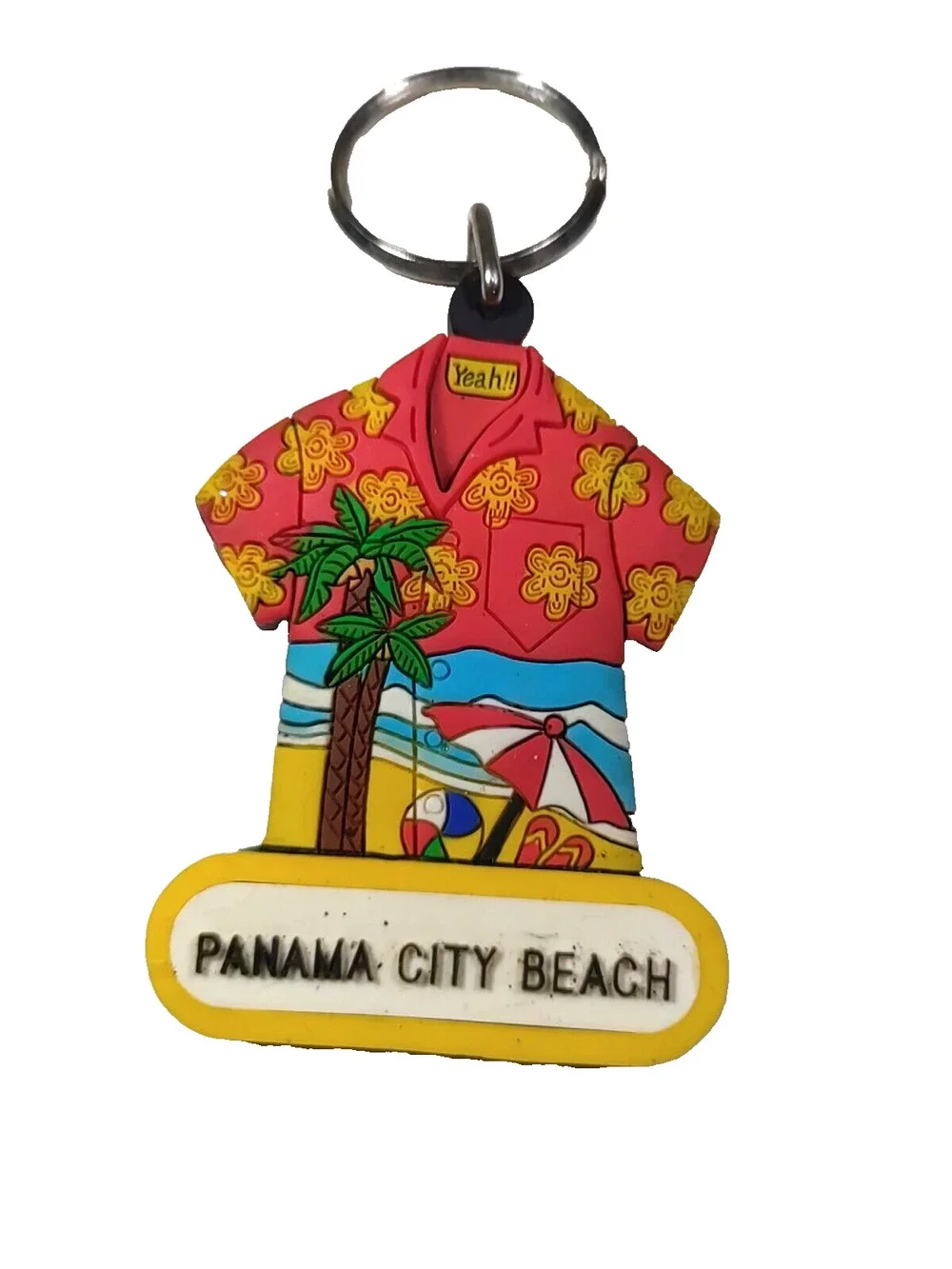 Panama City Beach Florida Rubber T Shirt Keychain Souvenir